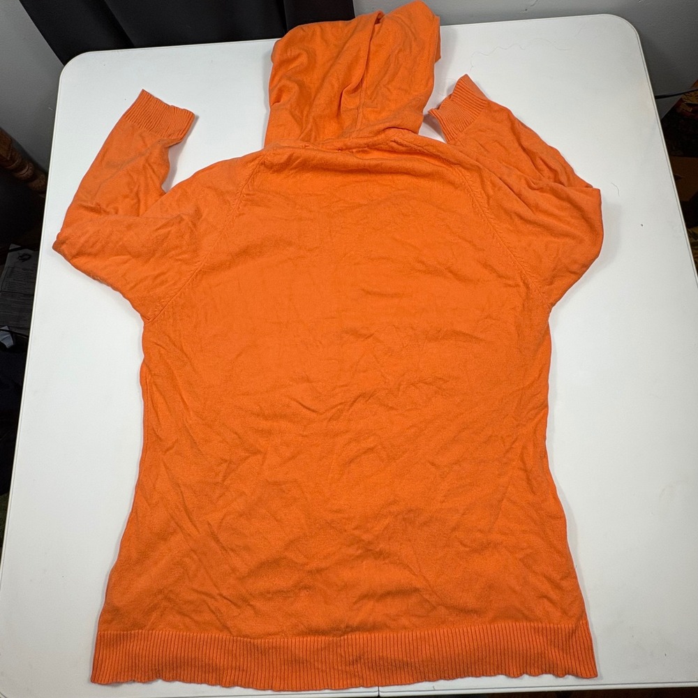Lilly Pulitzer Orange 3/4 Sleeve Zip Hoodie Womens Large Coastal Preppy - Picture 6 of 8